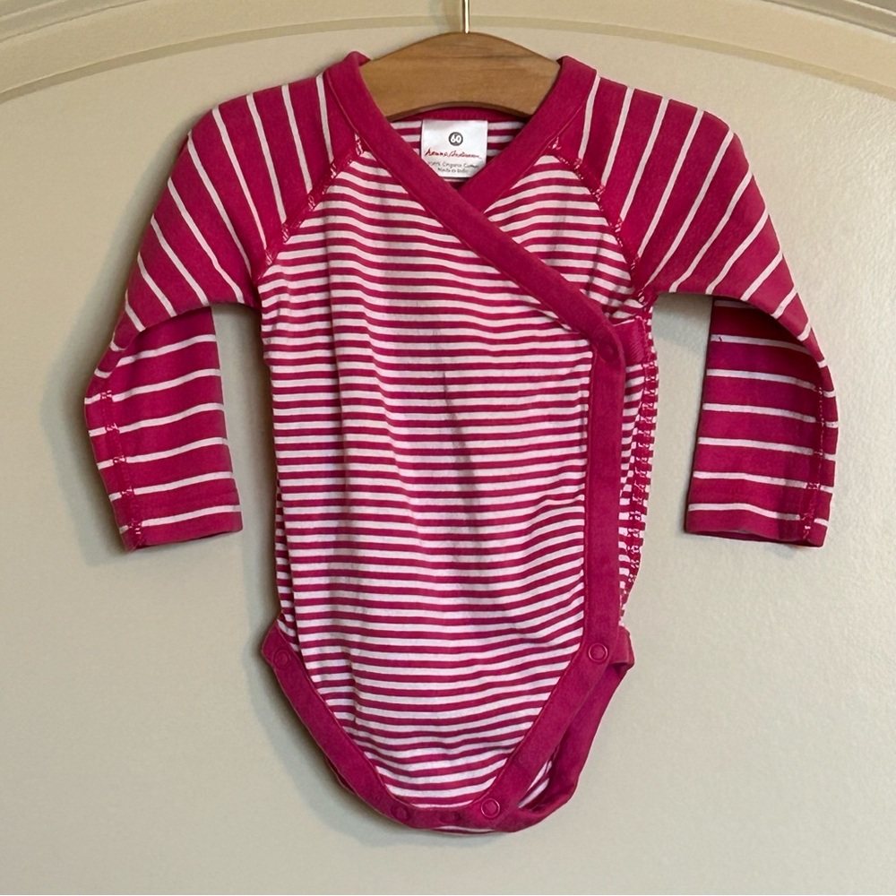 Hanna Andersson Pink and White Striped Wrap One-Piece